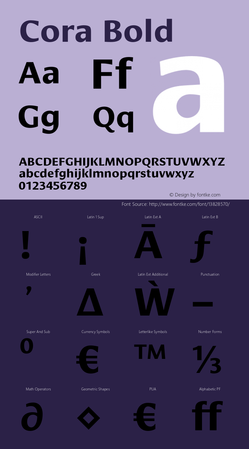 Cora Bold Version 1.0 Font Sample