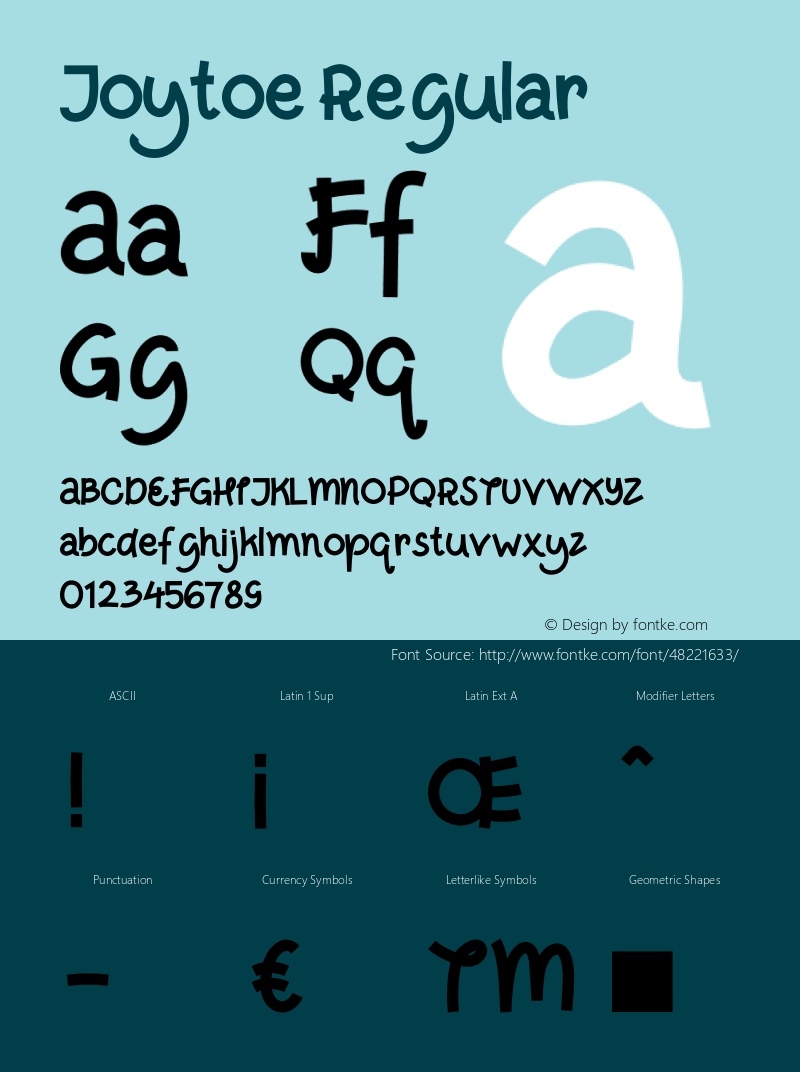 Joytoe Regular Version 1.000 Font Sample