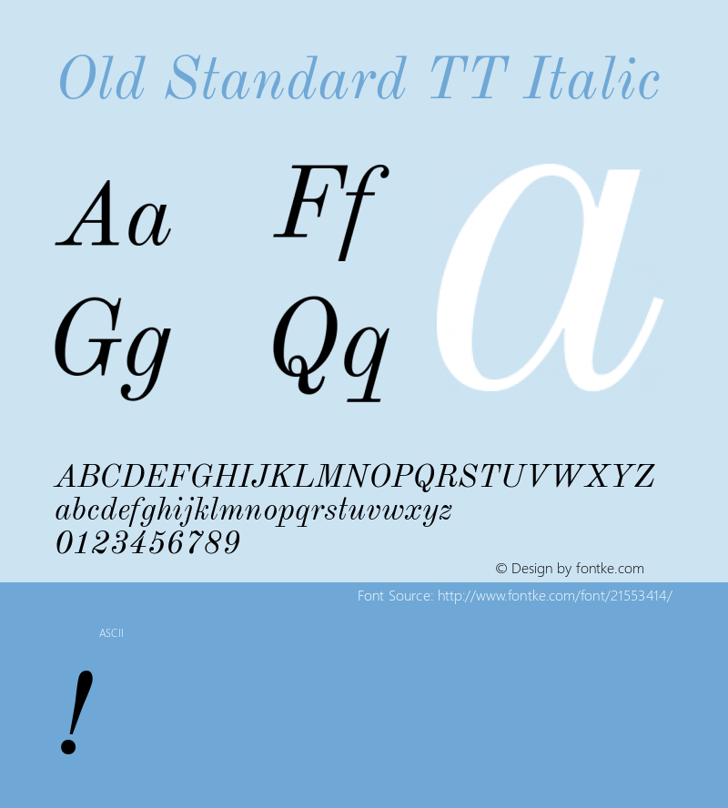 Old Standard TT Italic  Font Sample