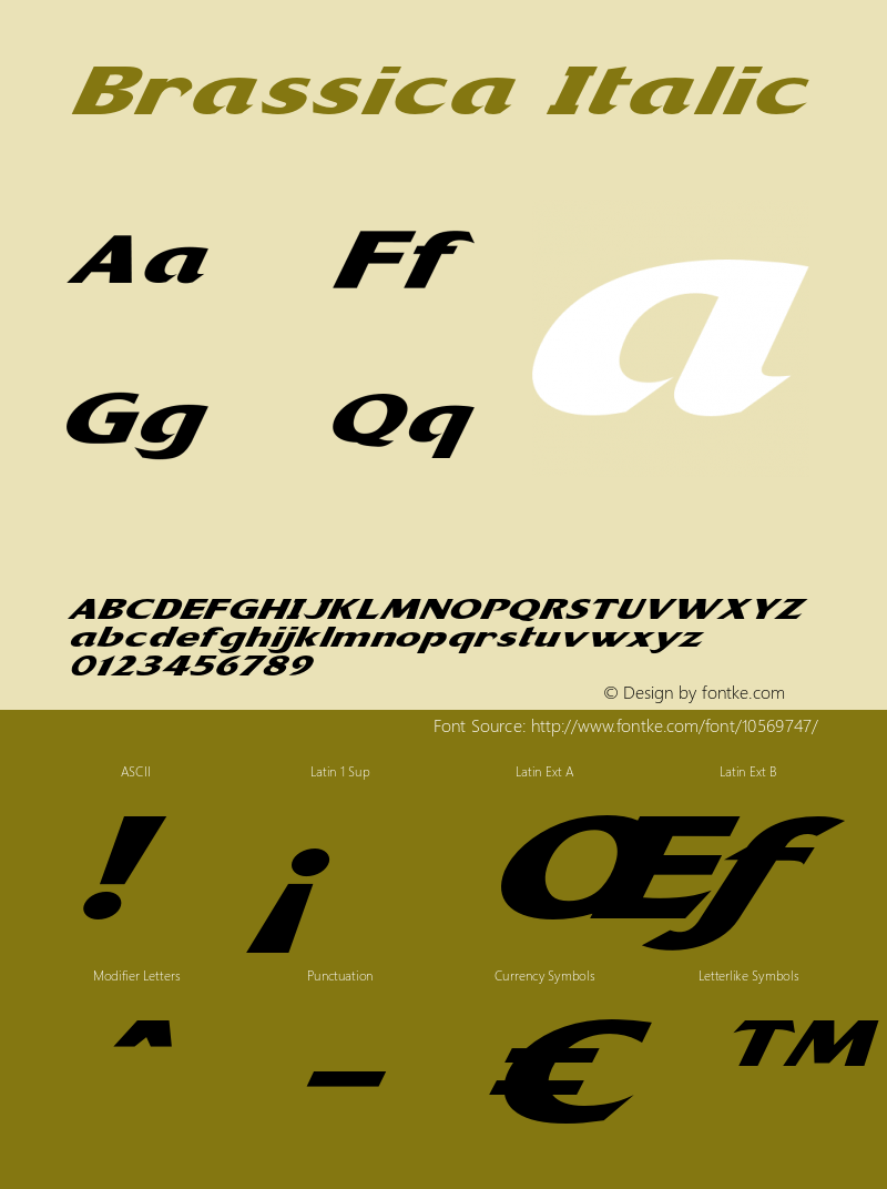 Brassica Italic Version 1.000 Font Sample