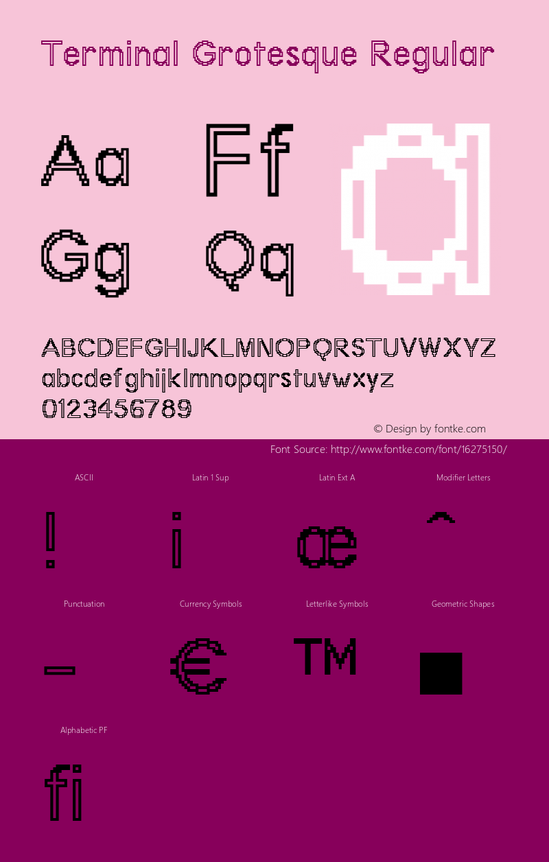 Terminal Grotesque Regular Version 1.0 Font Sample