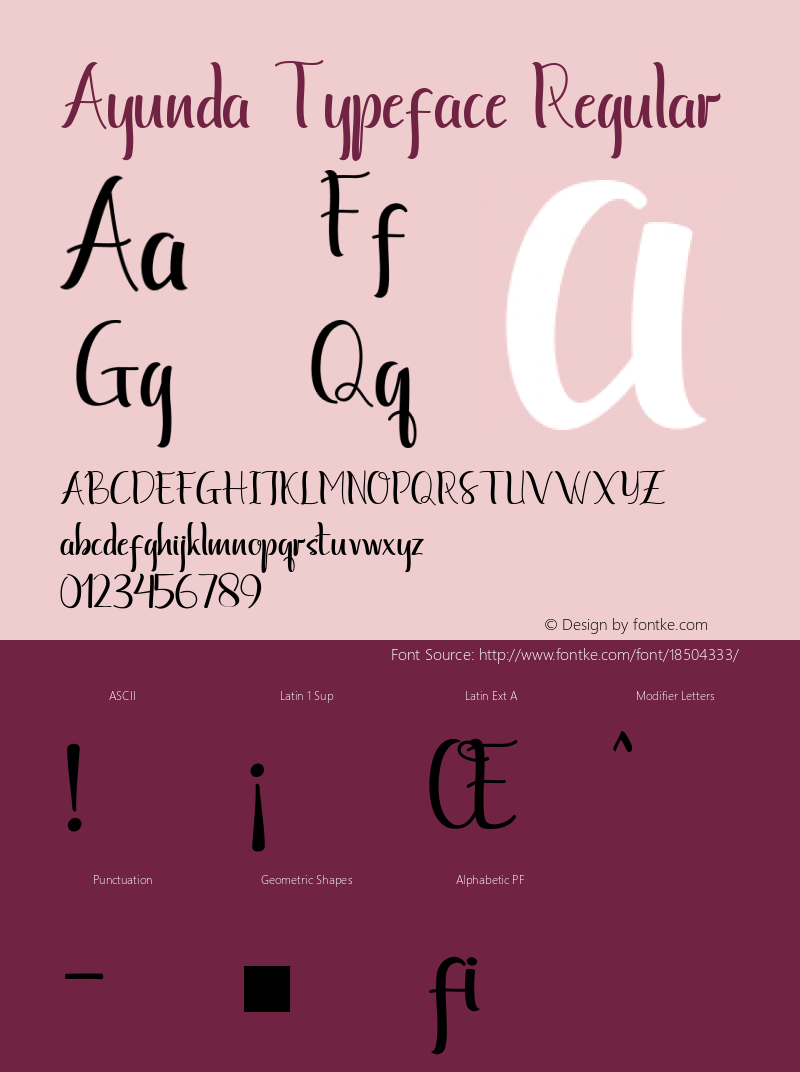 Ayunda Typeface Regular Version 1.000 Font Sample