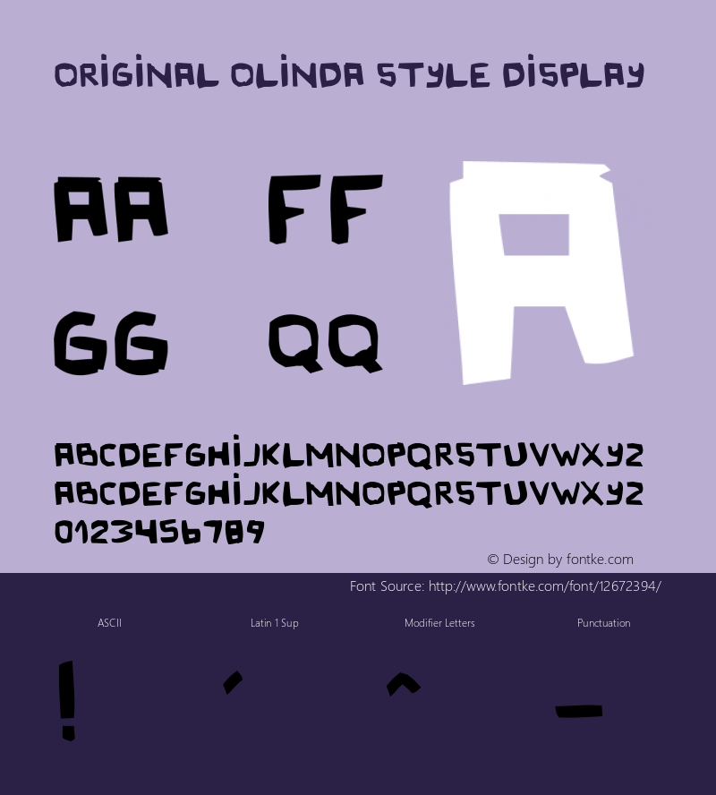 Original Olinda Style Display Version 001.003 Font Sample