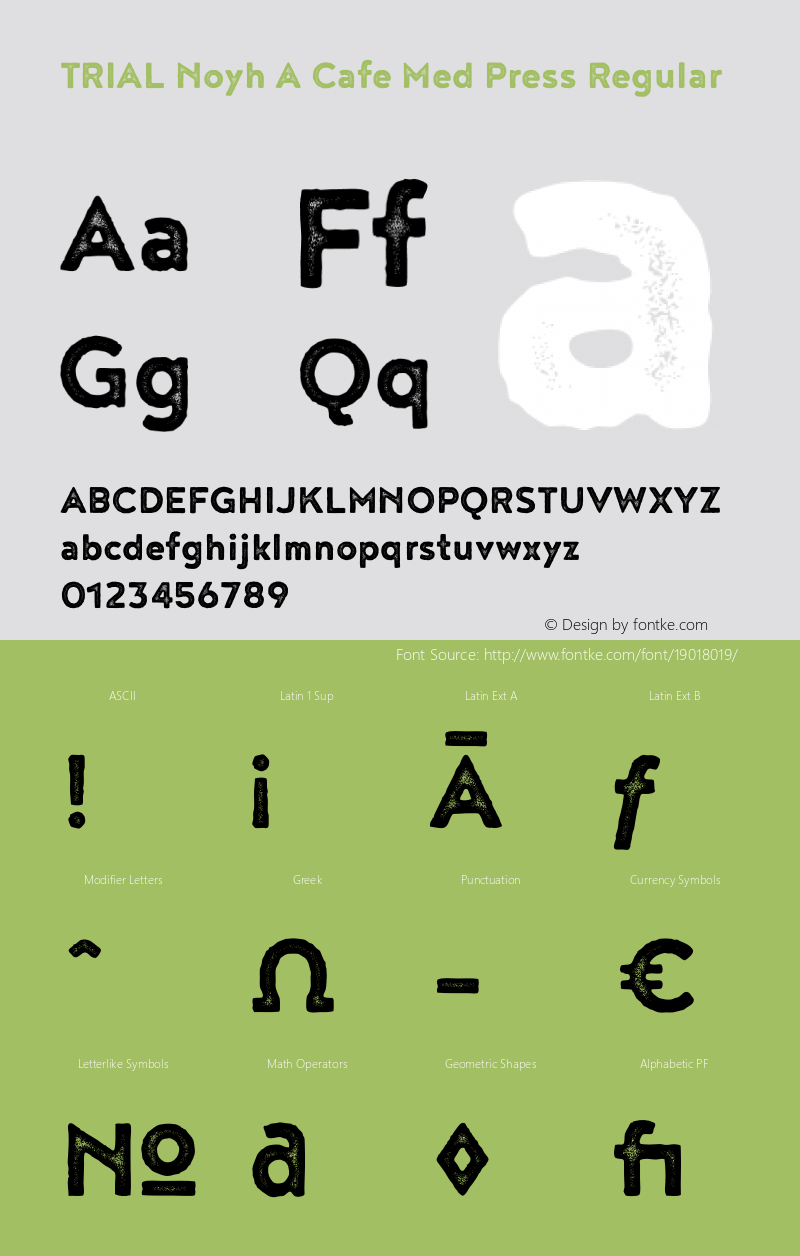 TRIAL Noyh A Cafe Med Press Regular Version 1.000 Font Sample