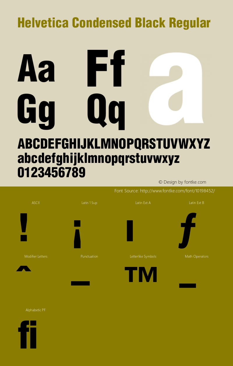 Helvetica Condensed Black Regular 001.002 Font Sample