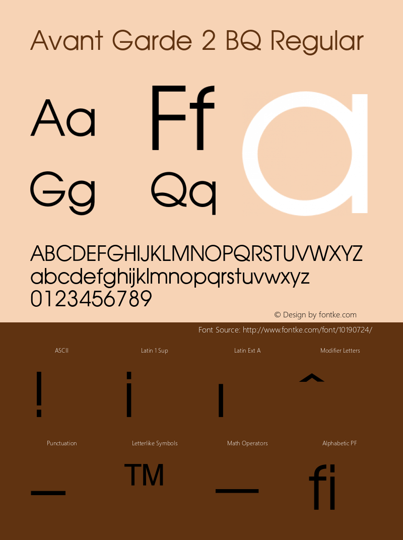 Avant Garde 2 BQ Regular 001.000 Font Sample