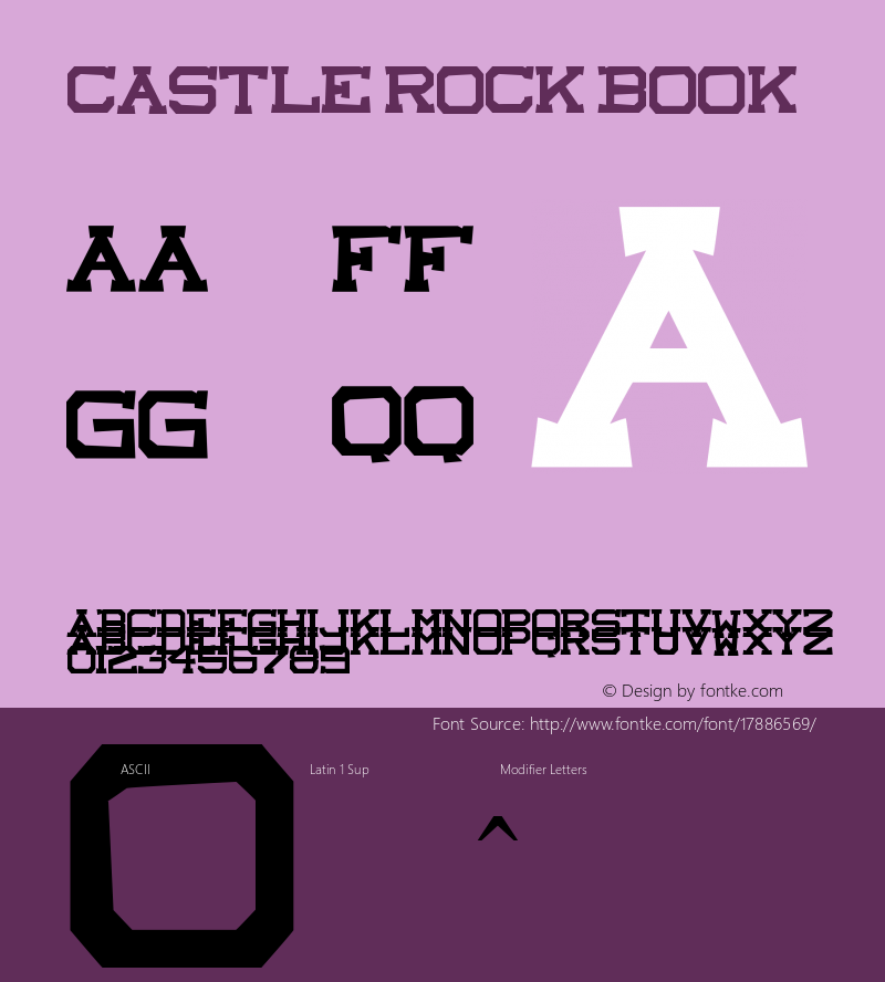 castle rock Book Version 1.00 February 5, 201 Font Sample