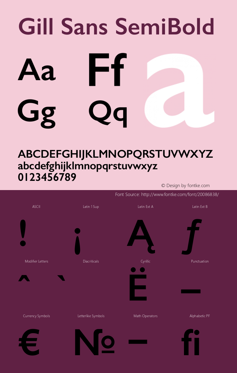 Gill Sans SemiBold 9.0d6e1 Font Sample