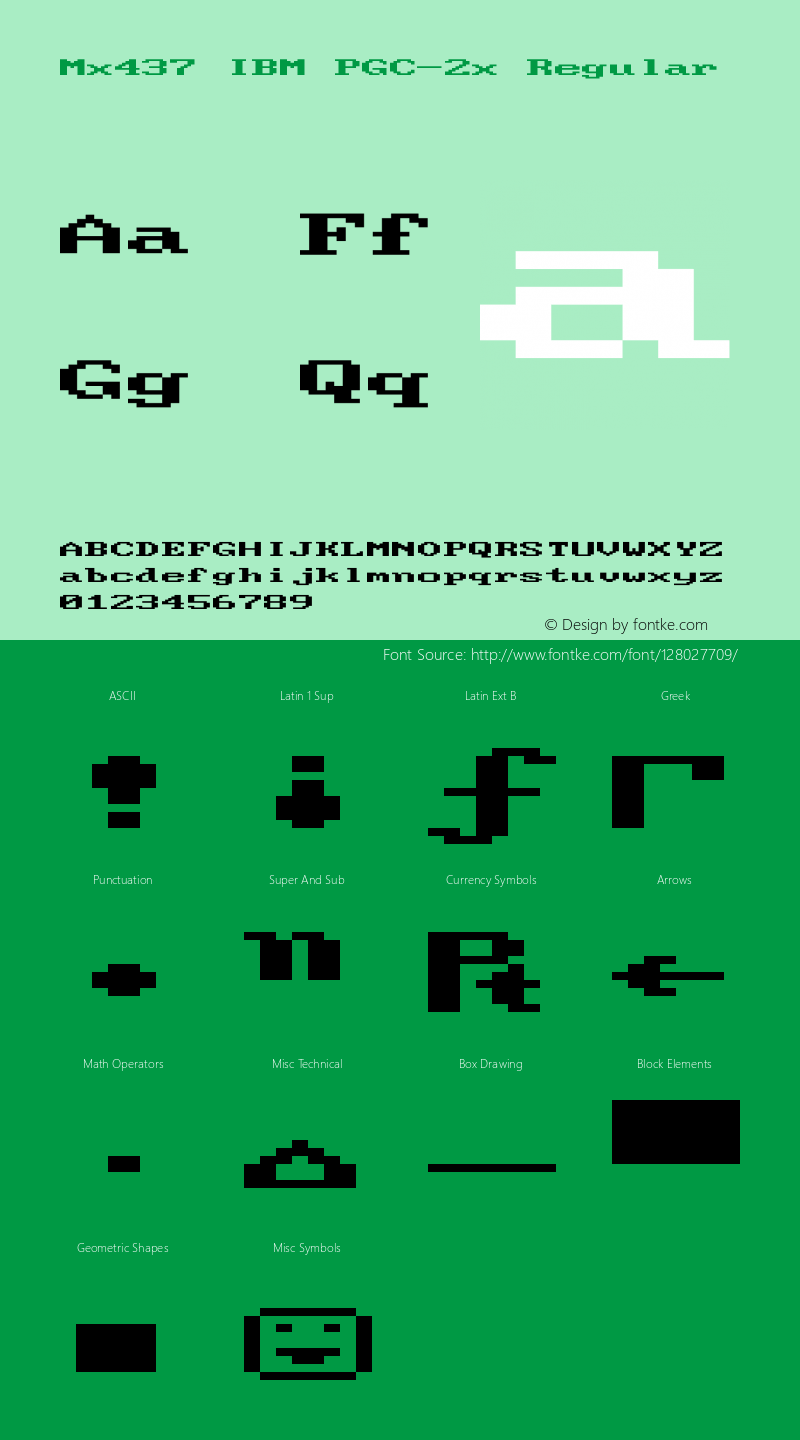 Mx437 IBM PGC-2x Version v2.2-2020-11 Font Sample