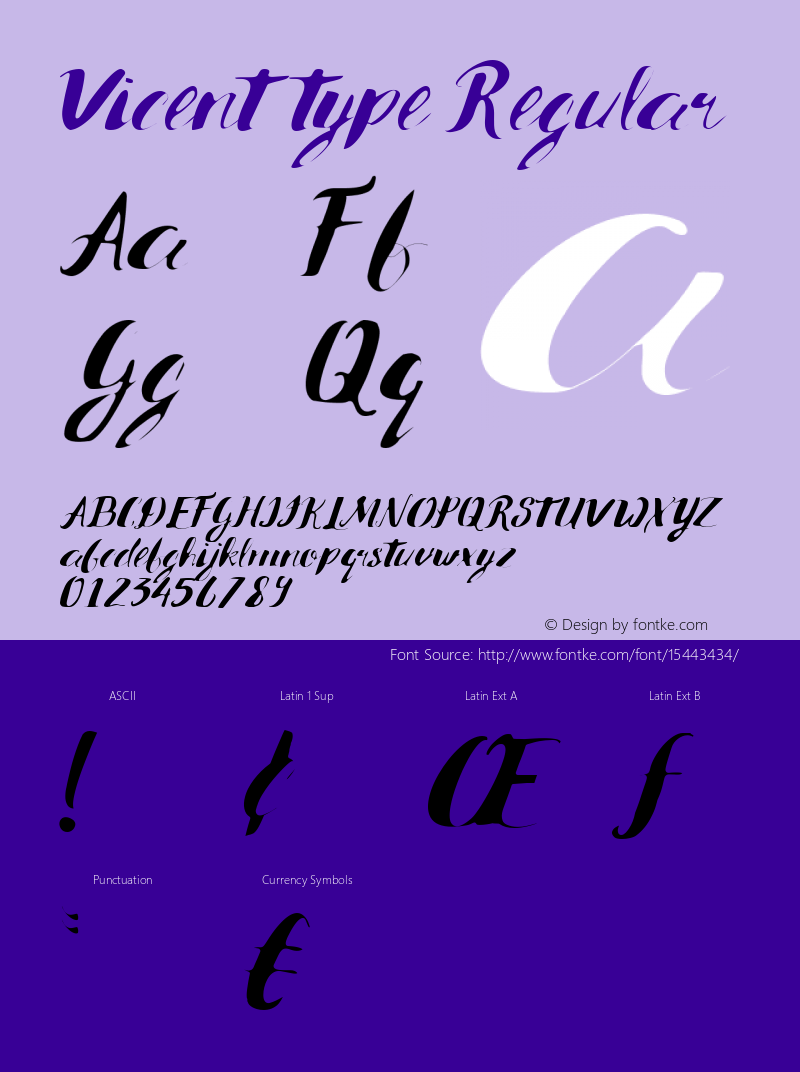 Vicent type Regular Unknown Font Sample
