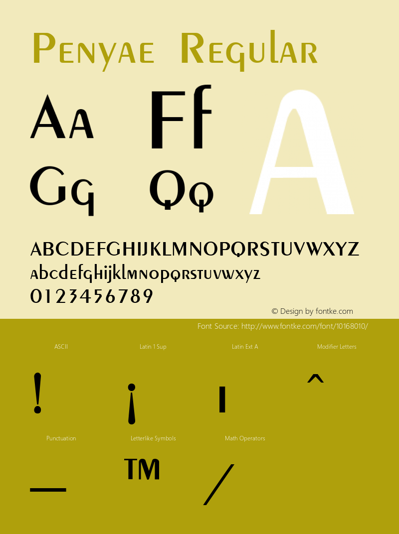 Penyae Regular The IMSI MasterFonts Collection, tm 1995, 1996 IMSI (International Microcomputer Software Inc.) Font Sample