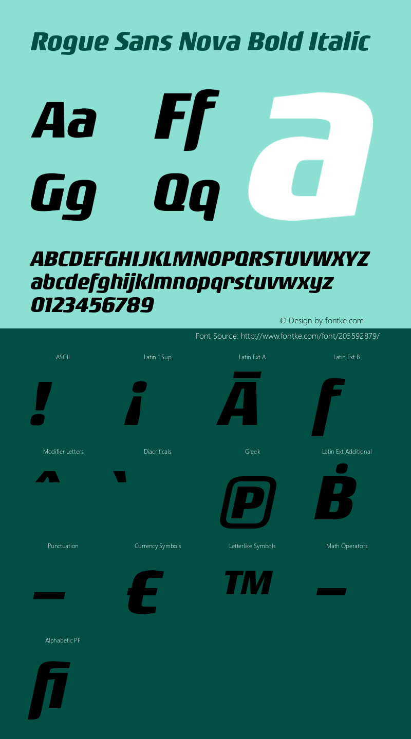Rogue Sans Nova Bold Italic Version 4.000;PS 004.000;hotconv 1.0.88;makeotf.lib2.5.64775图片样张