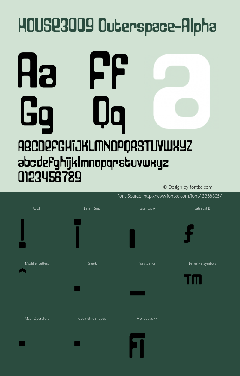 HOUSE3009 Outerspace-Alpha 001.000 Font Sample