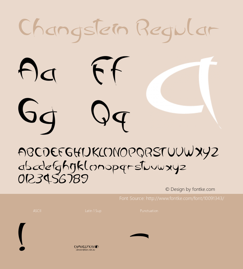 Changstein Regular 01.01 Shareware - cbrown@eon.net.au Font Sample