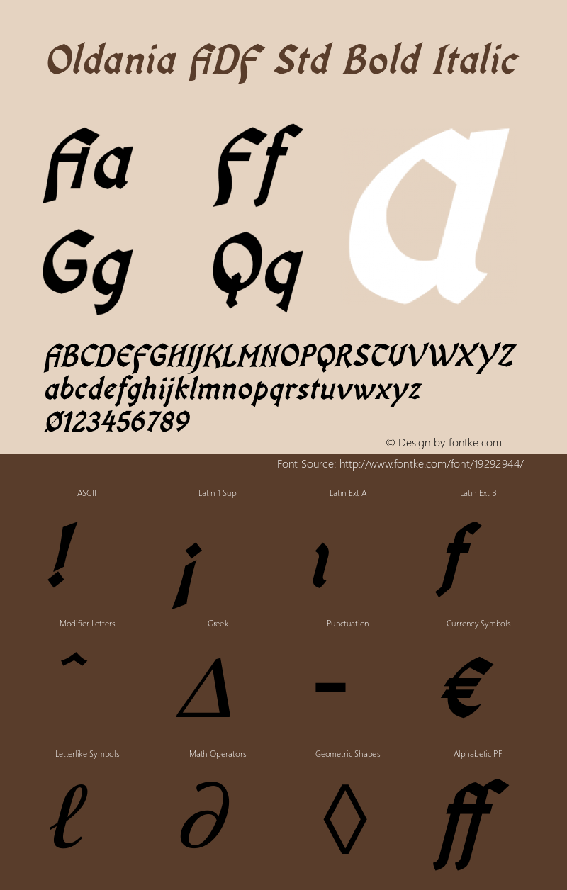 OldaniaADFStd-BoldItalic Version 1.006;FFEdit Font Sample