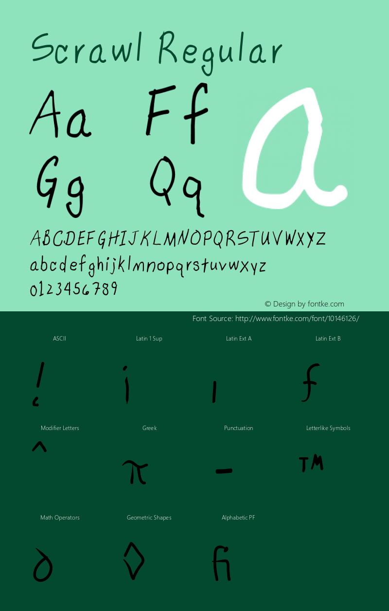 Scrawl Regular Version 1.000;PS 001.000;hotconv 1.0.38 Font Sample