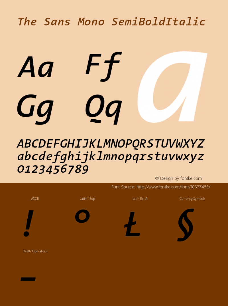 The Sans Mono SemiBoldItalic Version 001.000 Font Sample