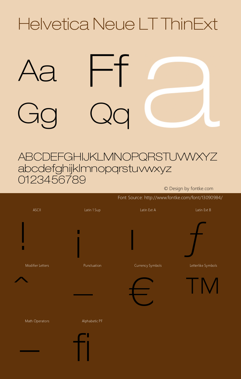 Helvetica Neue LT ThinExt Version 006.000 Font Sample