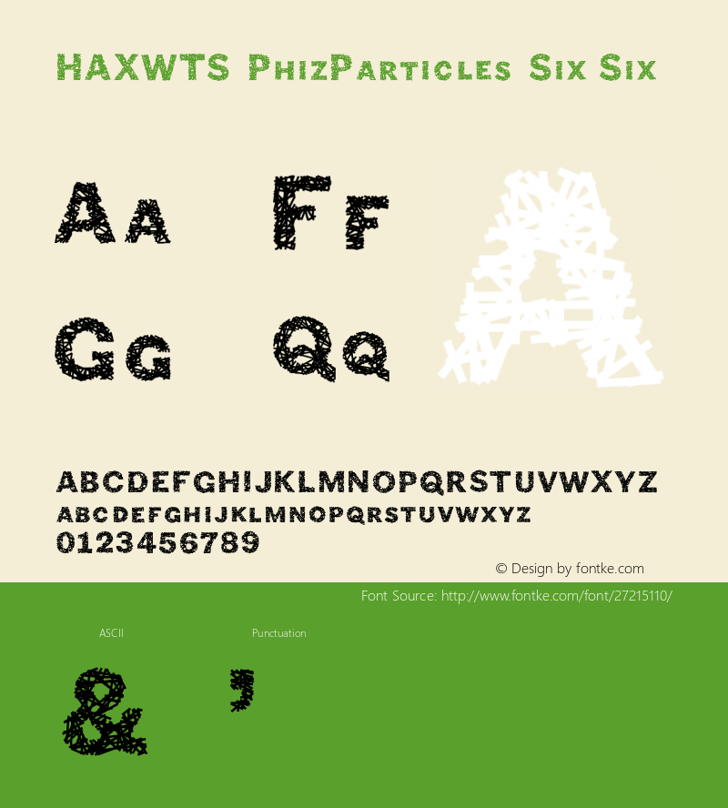 HAXWTS+PhizParticles-Six Version 1.0 Font Sample