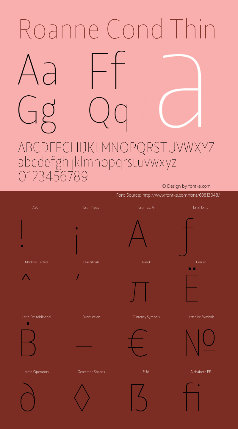 RoanneCondThin Version 1.000; ttfautohint (v1.6) Font Sample