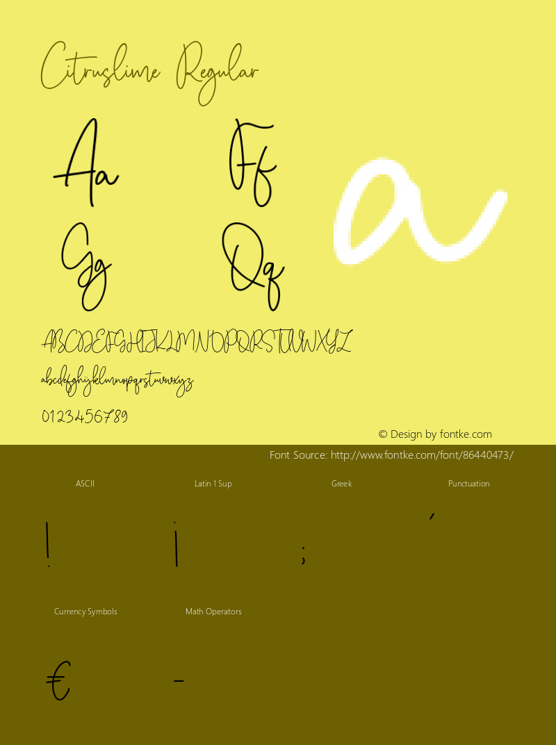 Citruslime Version 1.00;September 28, 2020;FontCreator 11.5.0.2430 64-bit Font Sample