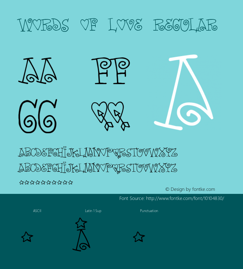 Words of love Regular 1 Font Sample