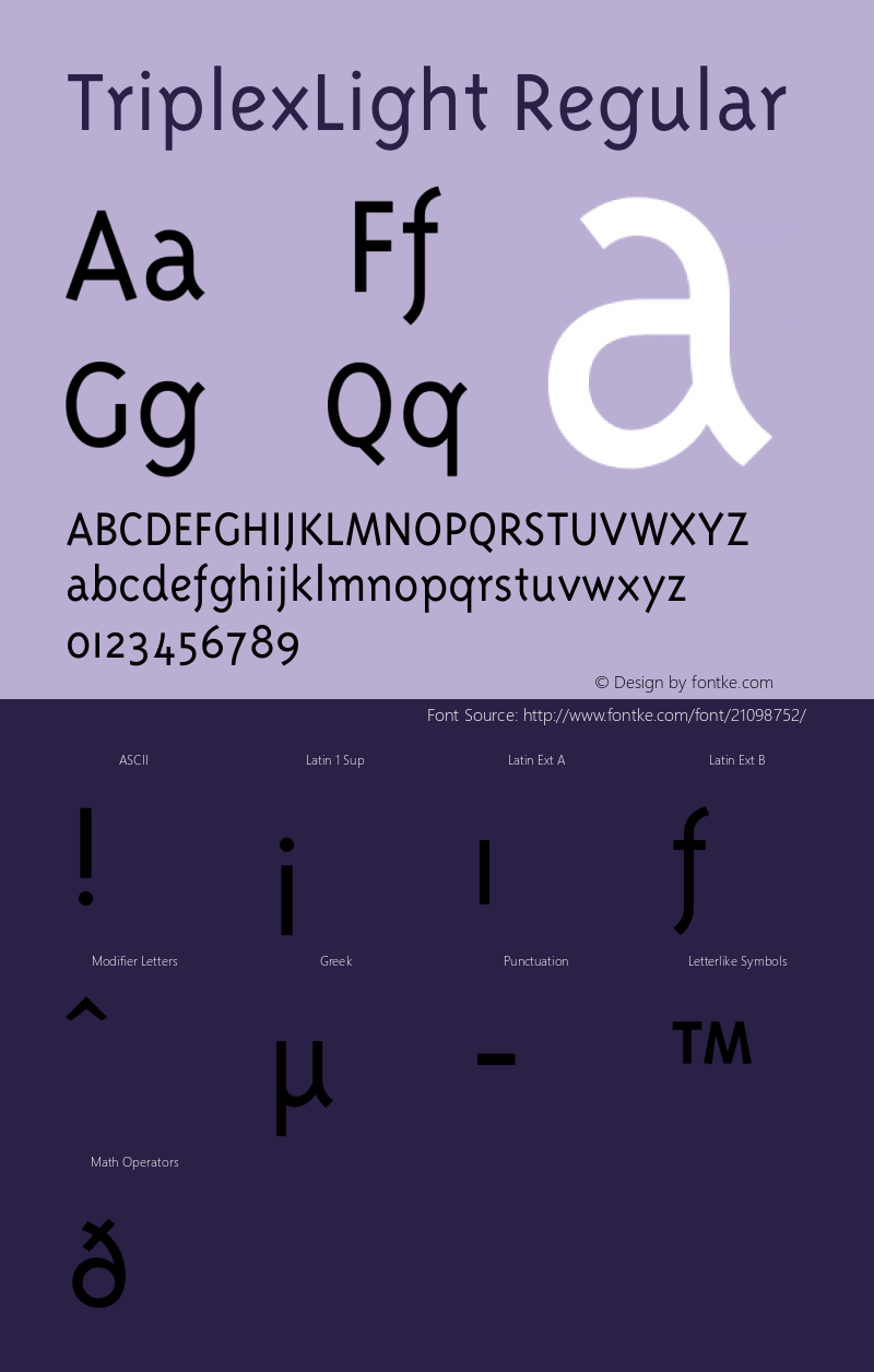 TriplexLight OTF 1.000;PS 001.001;Core 1.0.29 Font Sample