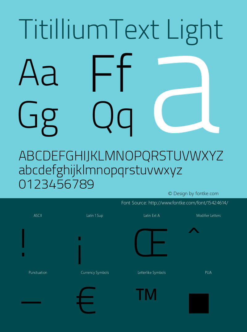 TitilliumText Light Version 60.001 Font Sample