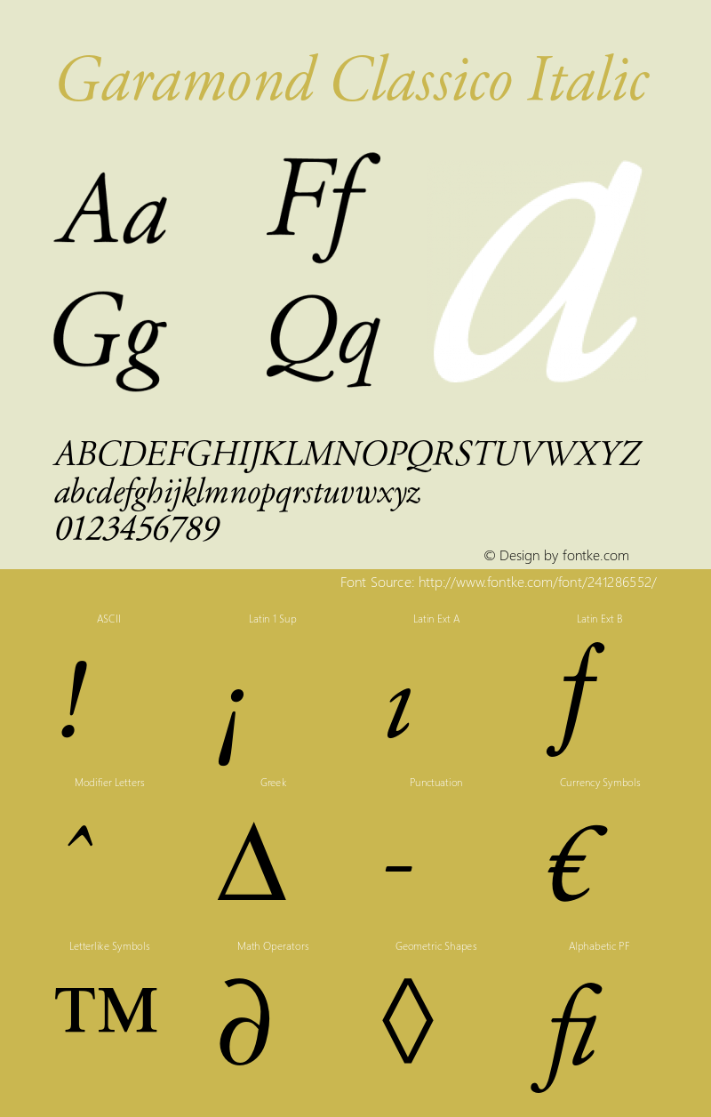 Garamond Classico Italic Version 1.10图片样张