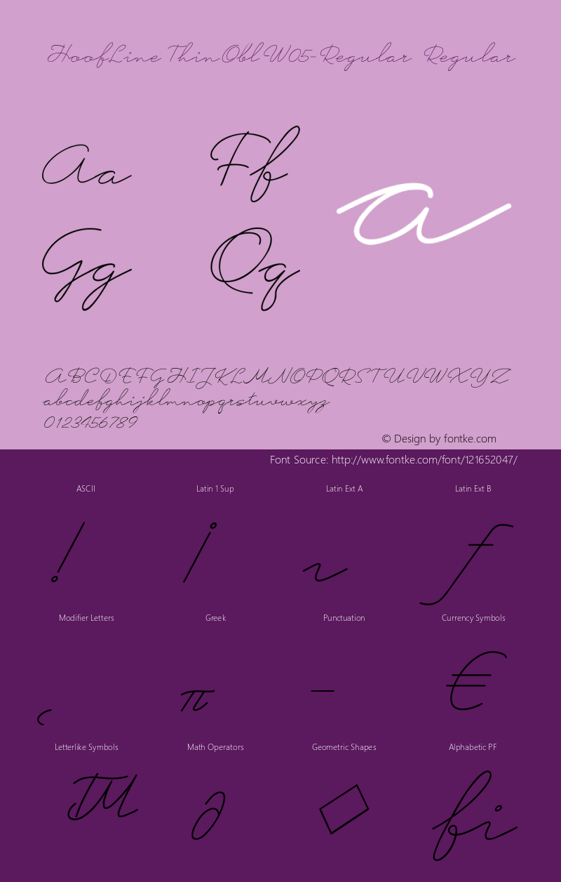 HoofLine Thin Obl W05 Regular Version 1.52 Font Sample