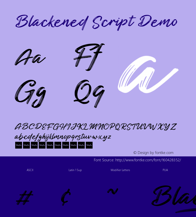 Blackened Script Demo Version 1.005;Fontself Maker 3.5.3 Font Sample