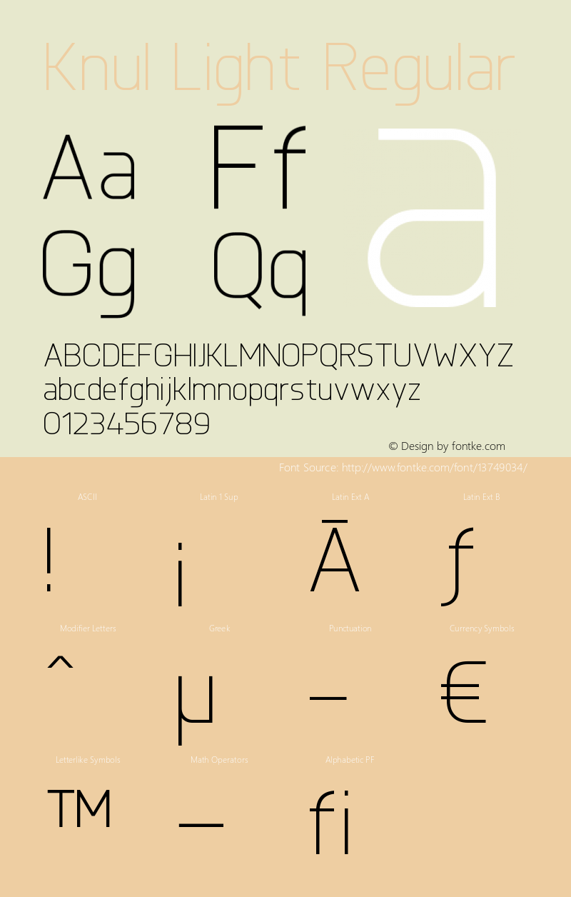 Knul Light Regular 001.001 Font Sample