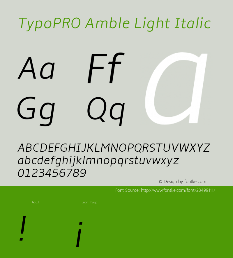 TypoPRO Amble Lt Version 1.00000; 2009 Font Sample