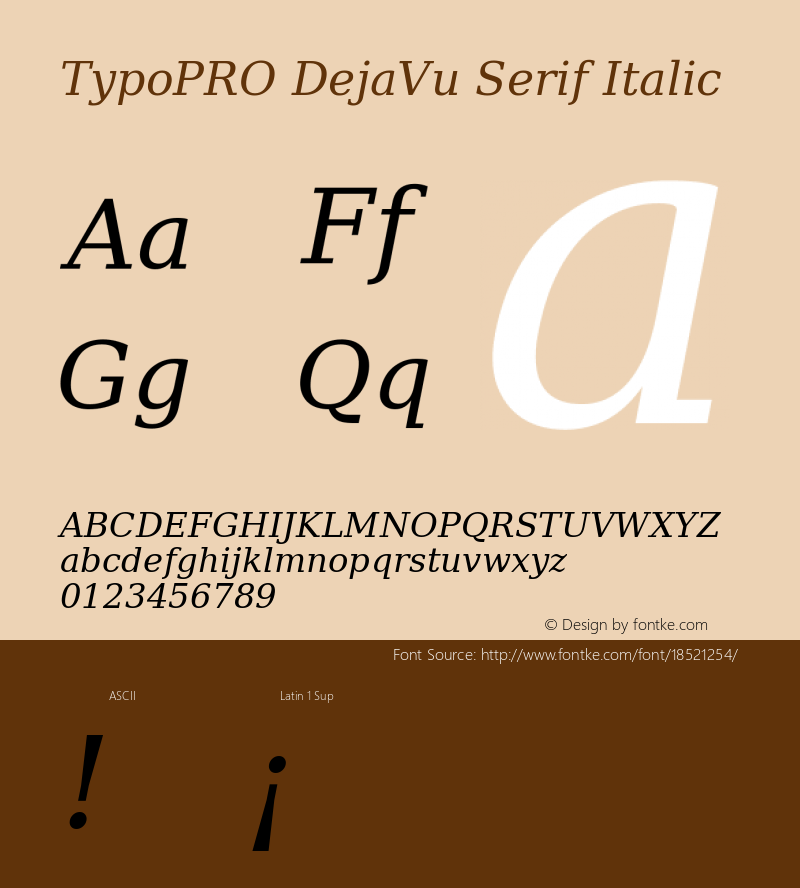 TypoPRO DejaVu Serif Italic Version 2.37 Font Sample