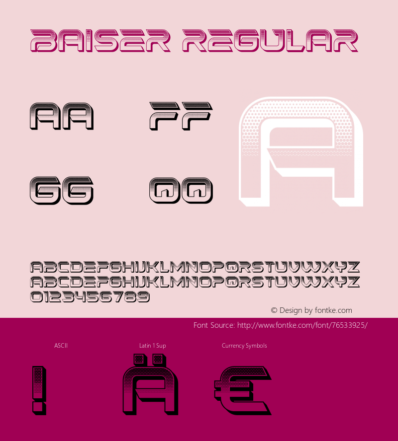 Baiser Regular Version 1.000 Font Sample