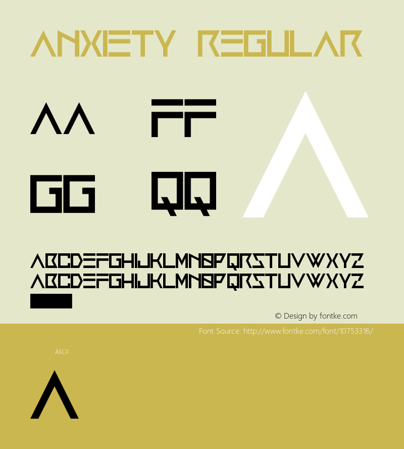 Anxiety Regular Version 1.0 Font Sample