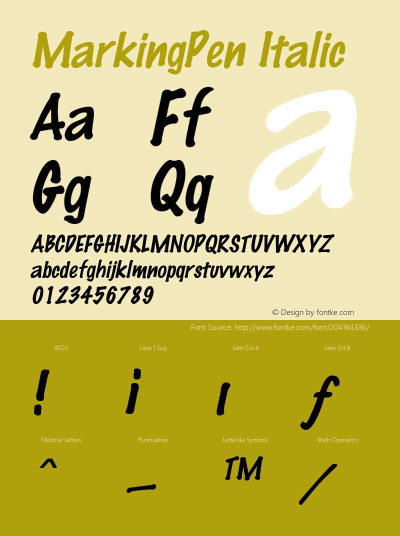 MarkingPen Italic Altsys Fontographer 3.5  7/12/96图片样张