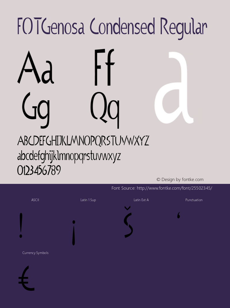 FOTGenosa-CondensedRegular Version 1.000 Font Sample