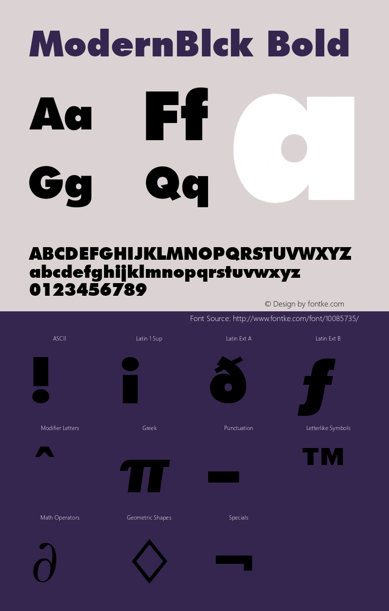 ModernBlck Bold Font Version 2.6; Converter Version 1.10 Font Sample