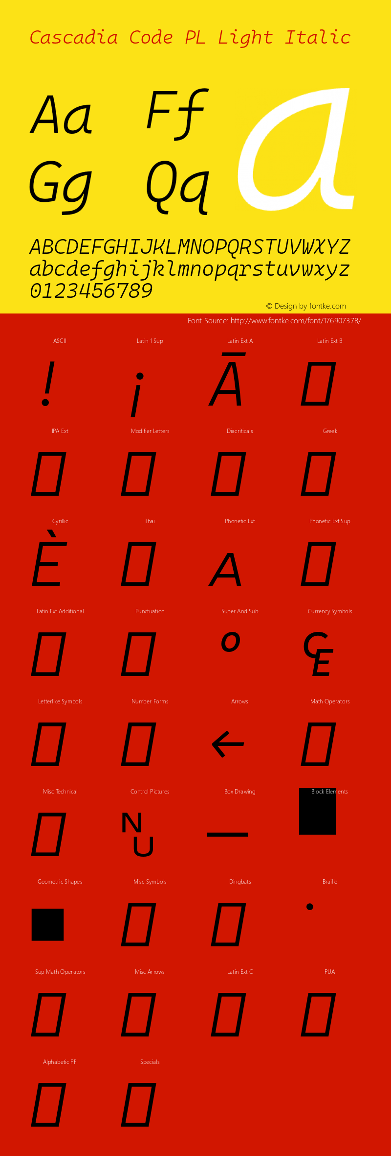 Cascadia Code PL Light Italic Version 2108.026图片样张