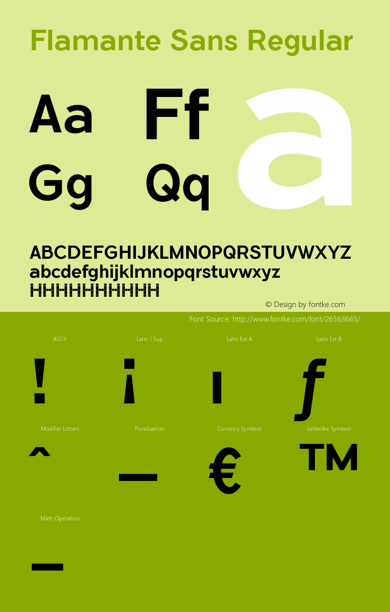 FlamanteSans Version 1.186; ttfautohint (v1.6) Font Sample