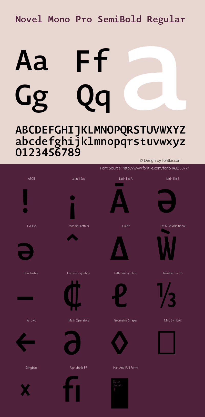 Novel Mono Pro SemiBold Regular 001.000 Font Sample