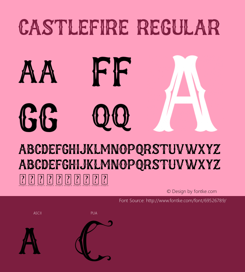 Castlefire Version 1.00 Font Sample