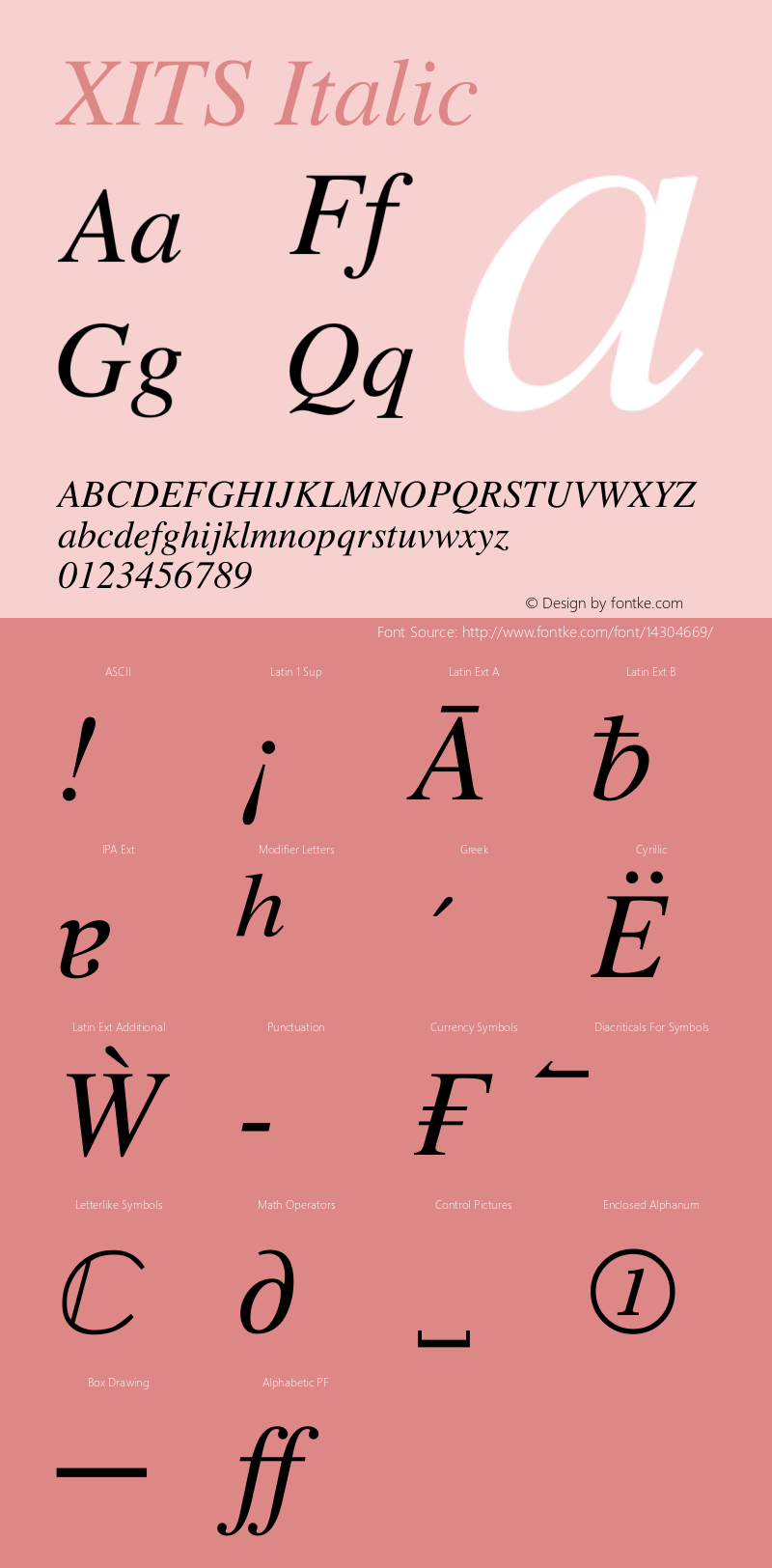 XITS Italic Version $version Font Sample