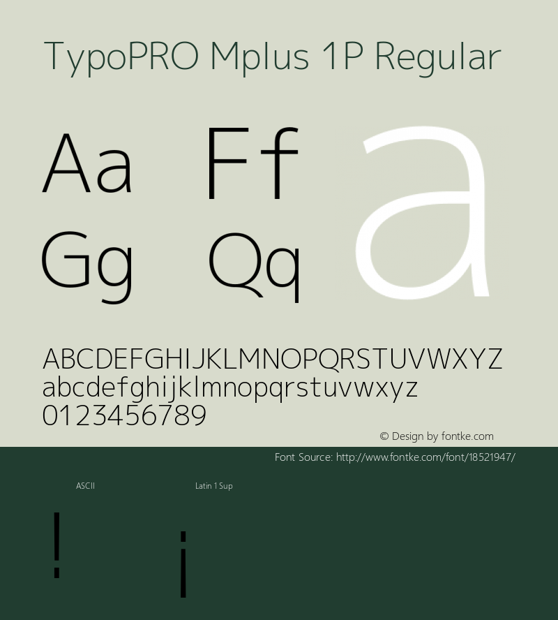 TypoPRO Mplus 1P Regular Version 1.062 Font Sample