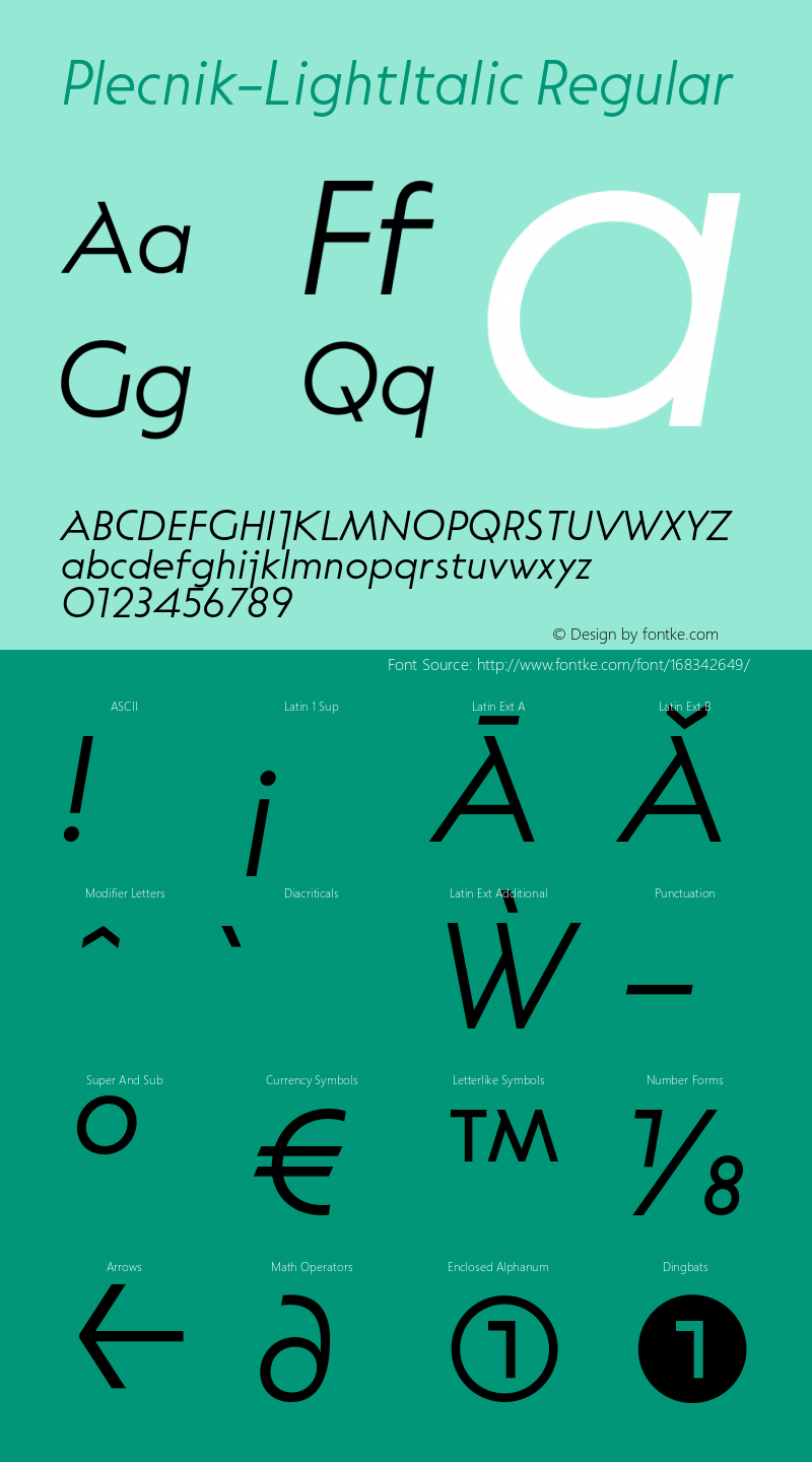 Plecnik W05 Light Italic Version 1.00图片样张