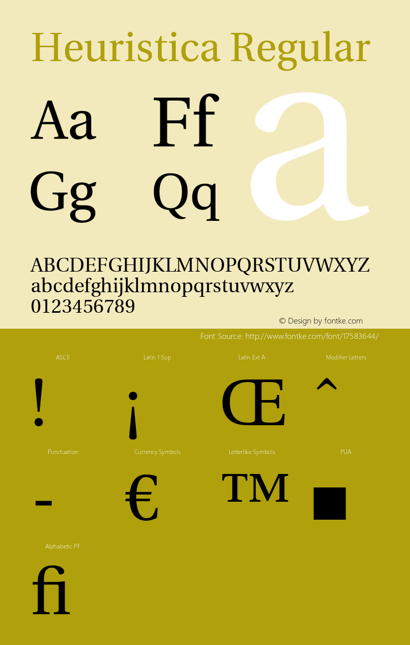 Heuristica Regular Version 1.0.1 Font Sample