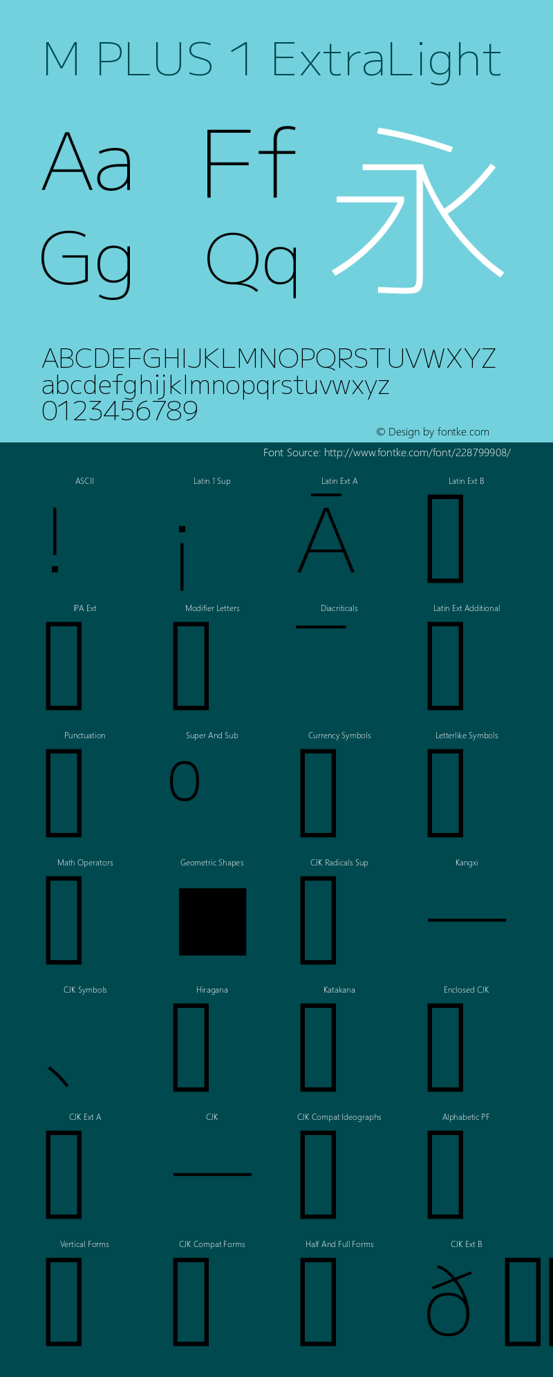 M PLUS 1 ExtraLight Version 1.001图片样张