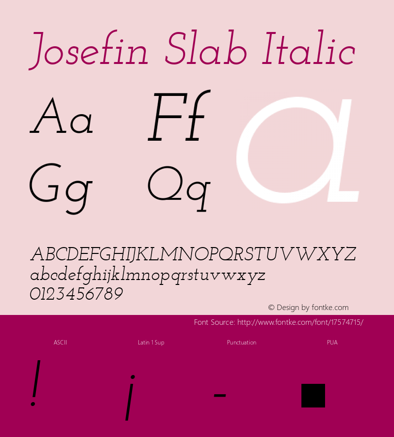 Josefin Slab Italic Version 1.000 Font Sample