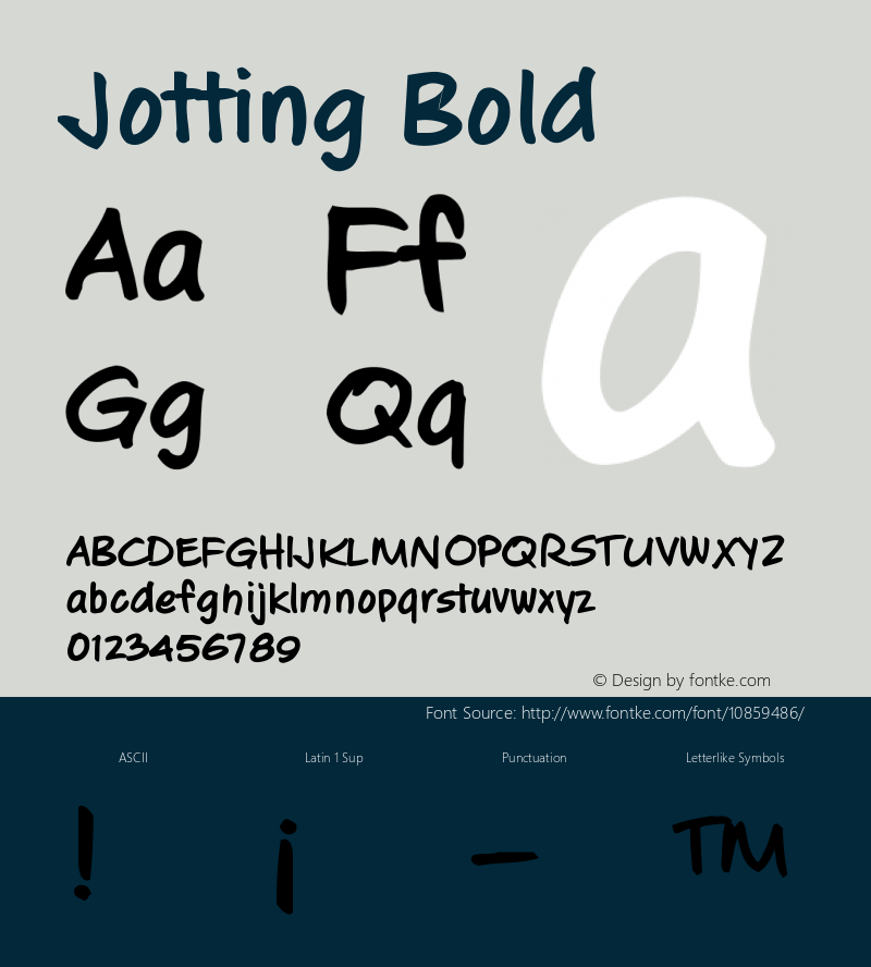 Jotting Bold Version 001.000 Font Sample